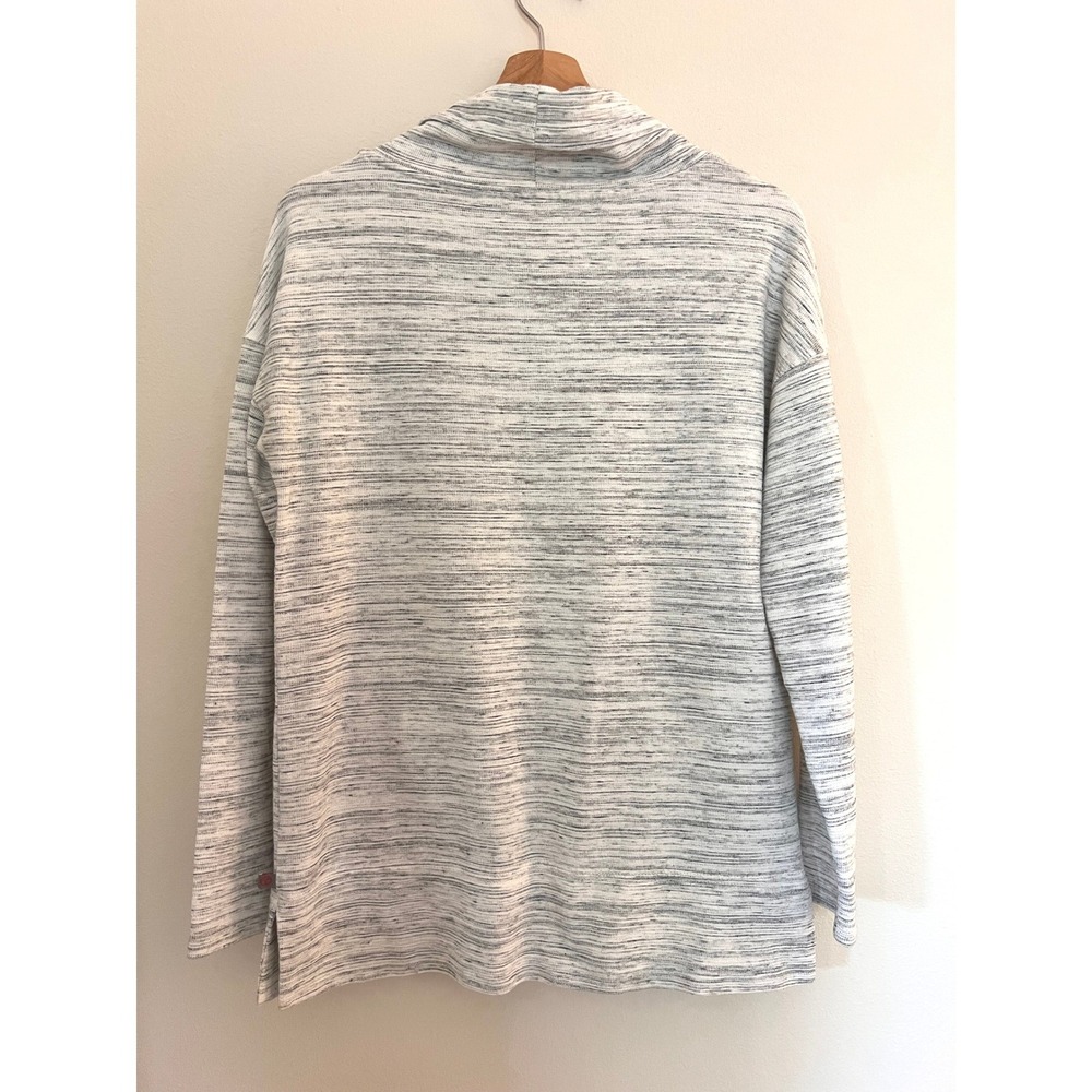 Talbots Womens Space Dye Cowl Neck Tunic Pullover Cozy Sweatshirt Gray Small - Picture 2 of 9